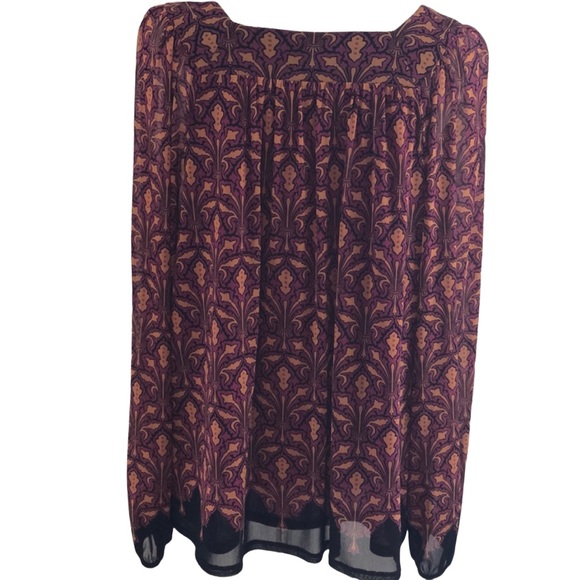 Apt. 9 long-sleeve 1X Purple & Yellow blouse - Picture 2 of 5